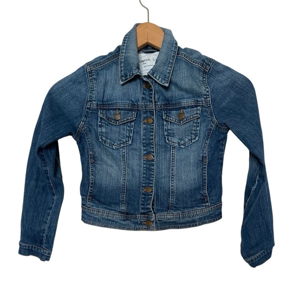 GapKids Denim Jacket Girls M Medium Wash Blue Trucker Stretch S/511627-00